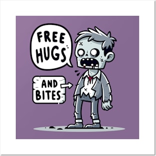 Free hugs and bites - Zombie Posters and Art